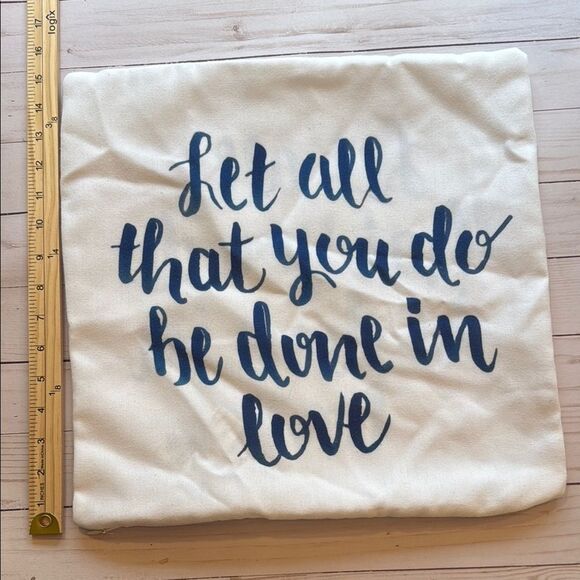 Inspirational Quote Pillow Cover Blue White Decor - Picture 4 of 5